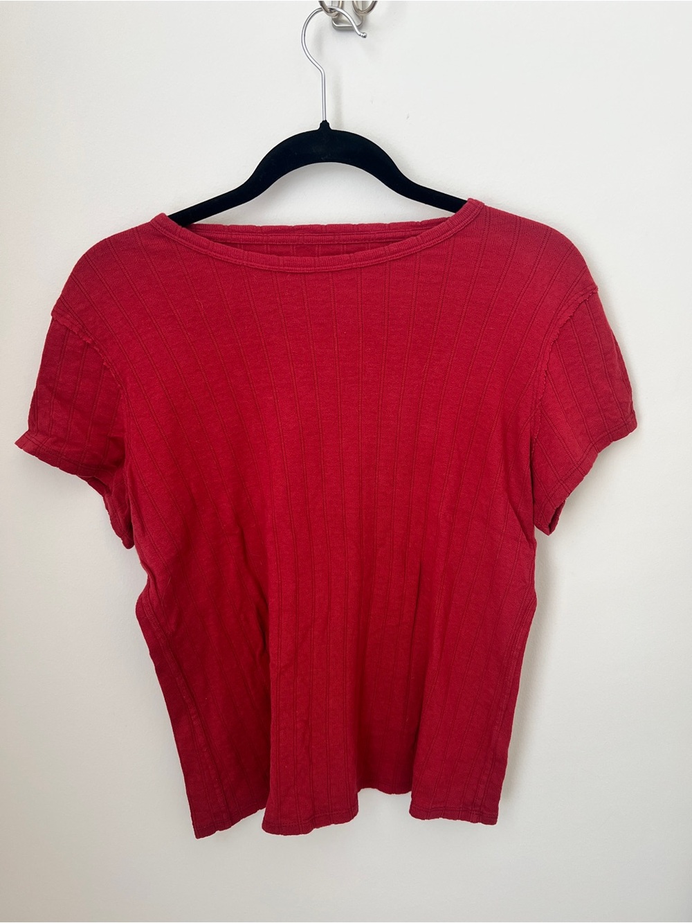 Aerie pointelle tee brick red size M